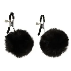 Pinze capezzoli con pompon neri magic Pinze capezzoli con pompon neri magic