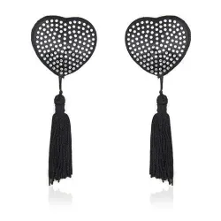 Copri capezzoli cuore strass bianchi e frange Copri capezzoli cuore strass bianchi e frange