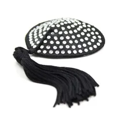 Copri capezzoli cuore strass bianchi e frange Copri capezzoli cuore strass bianchi e frange