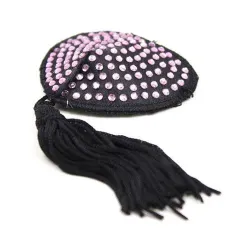 Copri capezzoli cuore strass rosa e frange Copri capezzoli cuore strass rosa e frange