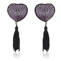 Copri capezzoli cuore strass rosa e frange Copri capezzoli cuore strass rosa e frange
