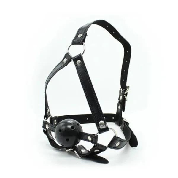 Imbracatura testa con ball gag nera