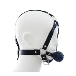 Imbracatura testa con ball gag nera Imbracatura testa con ball gag nera