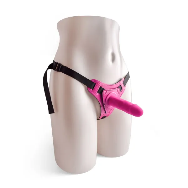 Cintura strapon e fallo HotStuff fucsia 10 cm
