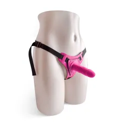 Cintura strapon e fallo HotStuff fucsia 10 cm Cintura strapon e fallo HotStuff fucsia 10 cm