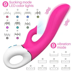 Vibratore Rabbit e succhia clitoride 22,5 cm Vibratore Rabbit e succhia clitoride 22,5 cm