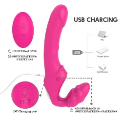 Vibratore Strapon Love Gun fucsia 21,8 cm Vibratore Strapon Love Gun fucsia 21,8 cm