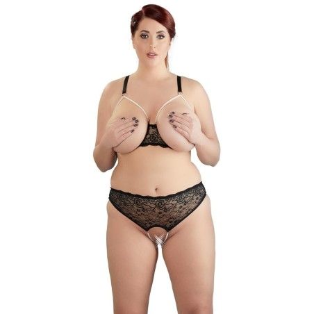 Completo sexy aperto 2 pz pizzo nero