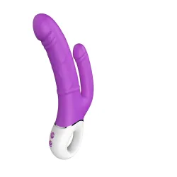 Vibratore doppia stimolazione viola 23,5 cm Vibratore doppia stimolazione viola 23,5 cm