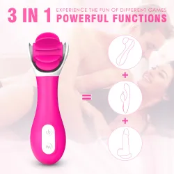 Vibratore stimola clitoride + lingue 13,6 cm Vibratore stimola clitoride + lingue 13,6 cm