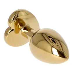 Buttplug metallo dorato pietra a cuore 7 cm Buttplug metallo dorato pietra a cuore 7 cm