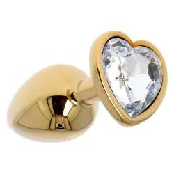 Buttplug metallo dorato pietra a cuore 7 cm Buttplug metallo dorato pietra a cuore 7 cm