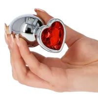 Plug anale metallo cuore rosso Large 8 cm
