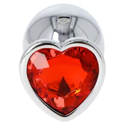 Plug anale metallo cuore rosso Large 8 cm Plug anale metallo cuore rosso Large 8 cm