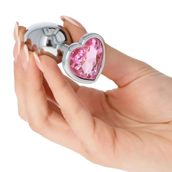 Plug anale metallo cuore rosa Small 6 cm