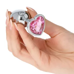 Plug anale metallo cuore rosa Small 6 cm Plug anale metallo cuore rosa Small 6 cm