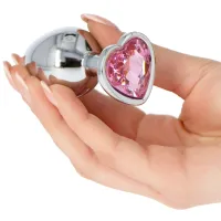 Plug anale metallo cuore rosa Medium 7 cm