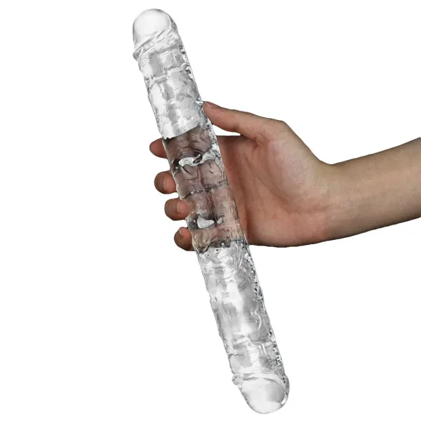 Dildo doppio flessibile trasparente 30 cm