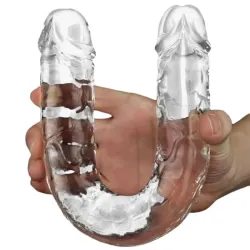 Dildo doppio flessibile trasparente 30 cm Dildo doppio flessibile trasparente 30 cm