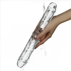 Dildo doppio flessibile trasparente 30 cm Dildo doppio flessibile trasparente 30 cm