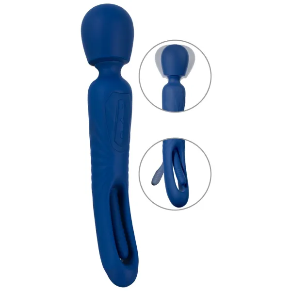 Vibratore Wand 2 in 1 con lingua blu 24 cm
