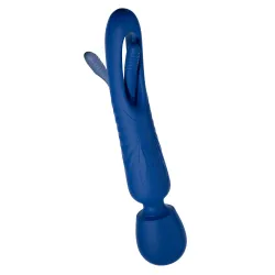Vibratore Wand 2 in 1 con lingua blu 24 cm Vibratore Wand 2 in 1 con lingua blu 24 cm