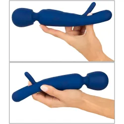 Vibratore Wand 2 in 1 con lingua blu 24 cm Vibratore Wand 2 in 1 con lingua blu 24 cm