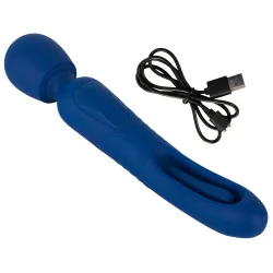 Vibratore Wand 2 in 1 con lingua blu 24 cm Vibratore Wand 2 in 1 con lingua blu 24 cm