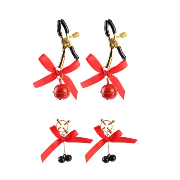 Set 2 coppie pinze e strizza capezzoli rosso