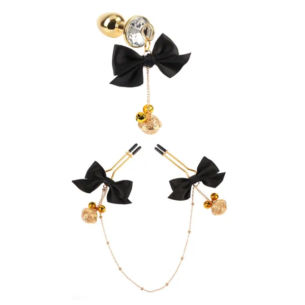 Kit buttplug e pinze capezzoli nero