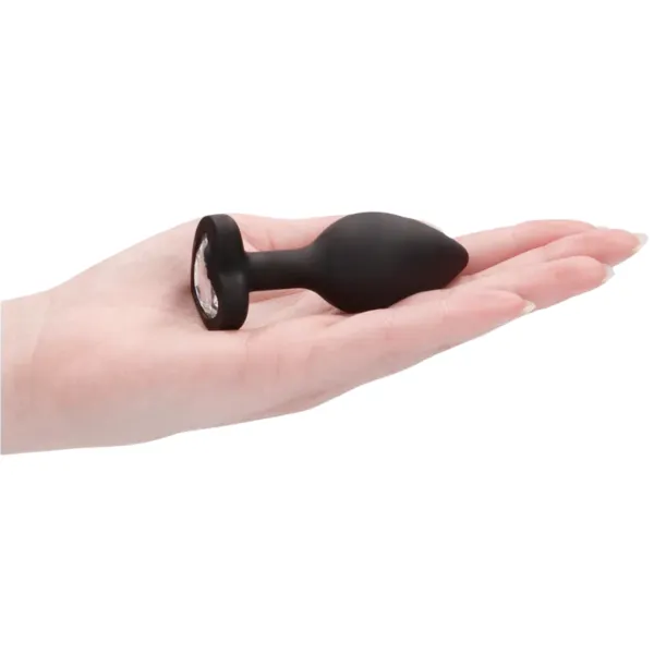 Plug anale silicone nero pietra cuore 7,3 cm