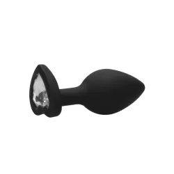 Plug anale silicone nero pietra cuore 7,3 cm Plug anale silicone nero pietra cuore 7,3 cm