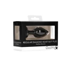 Plug anale silicone nero pietra cuore 7,3 cm Plug anale silicone nero pietra cuore 7,3 cm