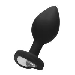 Plug anale silicone nero pietra cuore 7,3 cm Plug anale silicone nero pietra cuore 7,3 cm