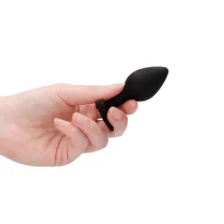 Plug anale silicone nero pietra cuore 7,3 cm Plug anale silicone nero pietra cuore 7,3 cm