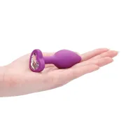 Plug anale silicone viola pietra cuore 7,3 cm