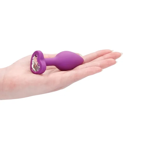 Plug anale silicone viola pietra cuore 7,3 cm
