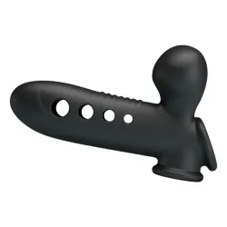 Guaina prolunga pene silicone 18,4 cm nera Guaina prolunga pene silicone 18,4 cm nera