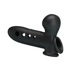 Guaina prolunga pene silicone 18,4 cm nera Guaina prolunga pene silicone 18,4 cm nera