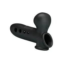 Guaina prolunga pene silicone 18,4 cm nera Guaina prolunga pene silicone 18,4 cm nera