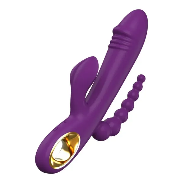 Vibratore rabbit triplo Caleona 21 cm viola