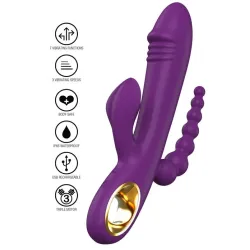 Vibratore rabbit triplo Caleona 21 cm viola Vibratore rabbit triplo Caleona 21 cm viola