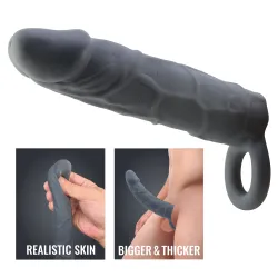 Guaina ingrandimento pene 18 cm nera Guaina ingrandimento pene 18 cm nera