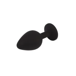 Buttplug anale silicone nero con pietra rosa Buttplug anale silicone nero con pietra rosa