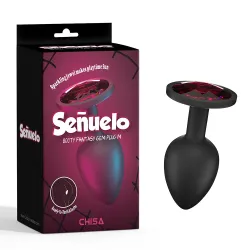 Buttplug anale silicone nero con pietra rosa Buttplug anale silicone nero con pietra rosa
