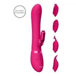 Vibratore rabbit Etsu fucsia con 4 accessori Vibratore rabbit Etsu fucsia con 4 accessori