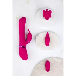 Vibratore rabbit Etsu fucsia con 4 accessori Vibratore rabbit Etsu fucsia con 4 accessori