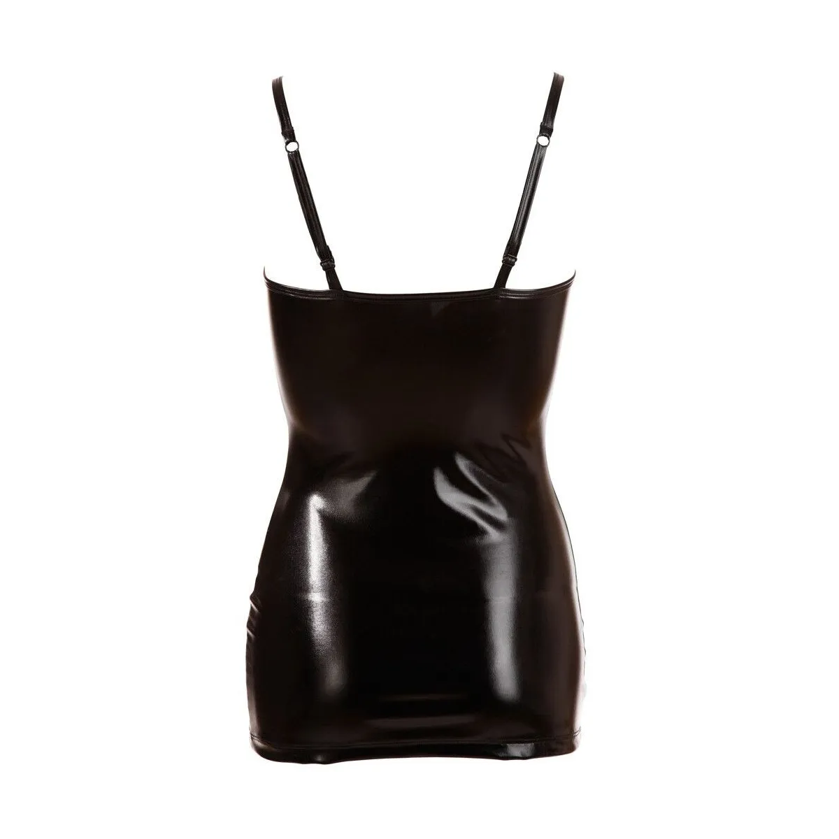 Abito corto sexy effetto pelle lucida nero