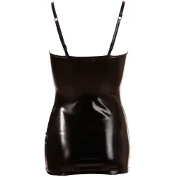 Abito corto sexy effetto pelle lucida nero