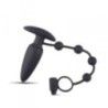 Plug anale con anello fallico vibrante nero Plug anale con anello fallico vibrante nero